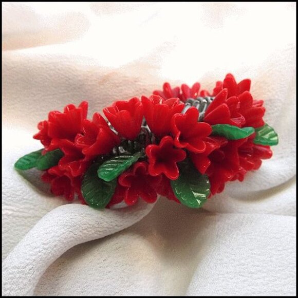 1950s Red Glass Flower Cha Cha Vintage Bracelet - Picture 3 of 4